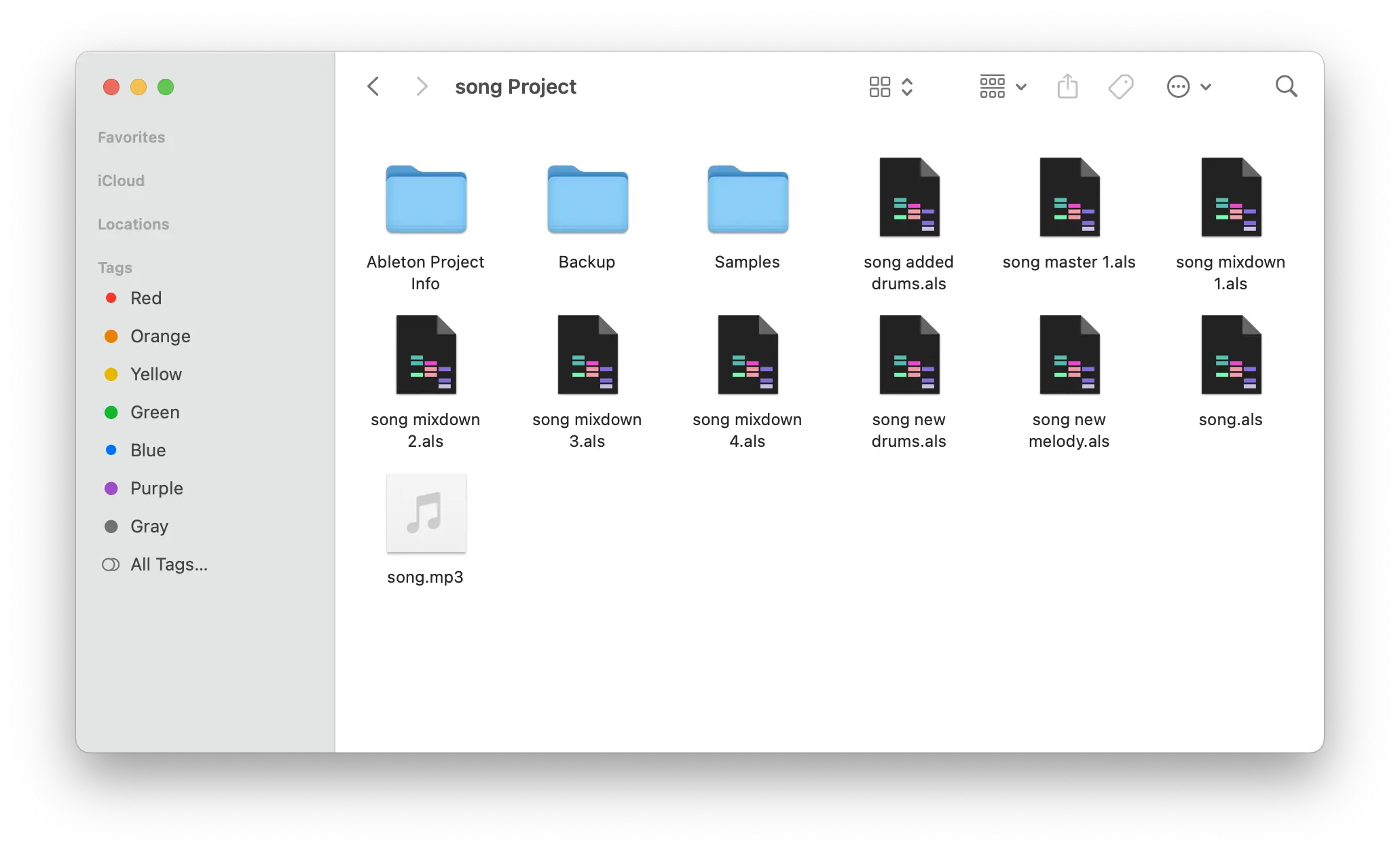 A Finder window containing lots of project files...